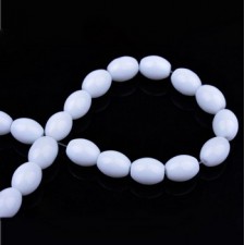 Oval glass beads 11x8mm Milk white